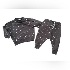 Q by Quincy Mae Size 3-6 Months Neutral Polka Dot Organic Sweat Set